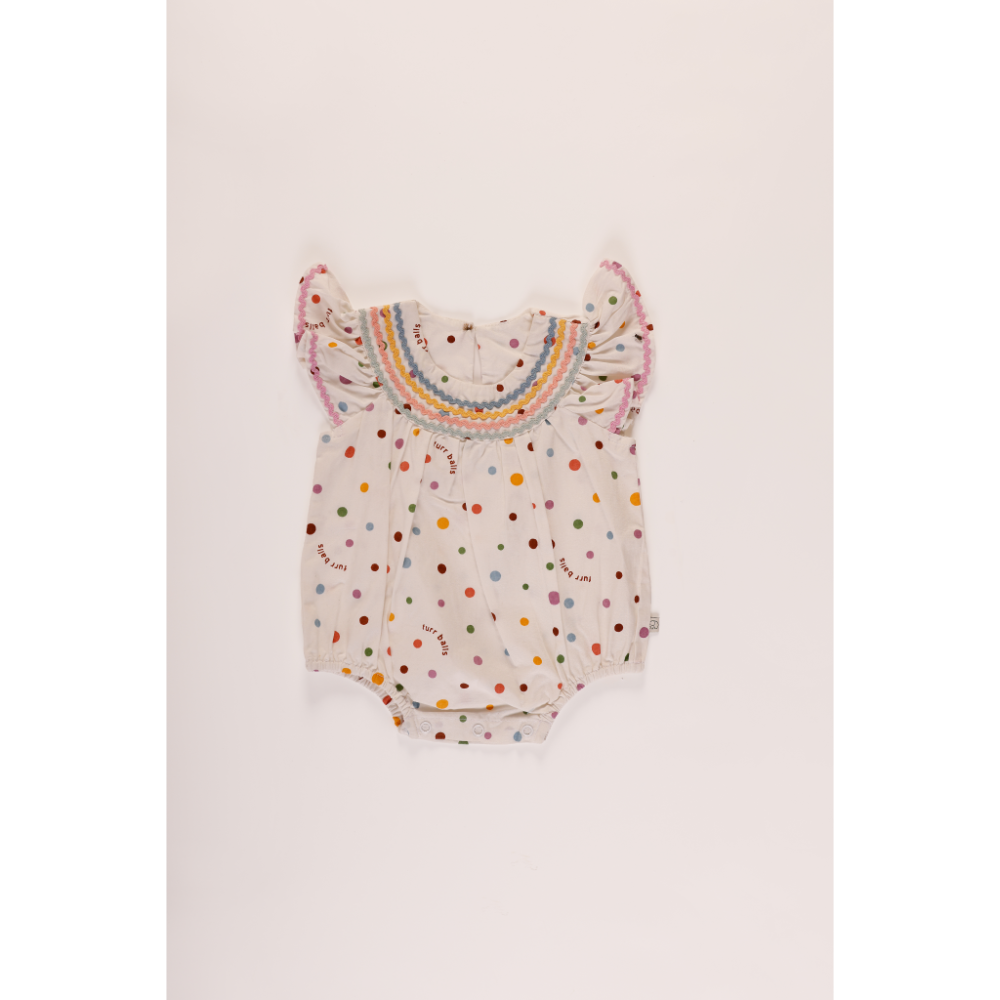 Furr Balls Printed Polka Dotted Romper