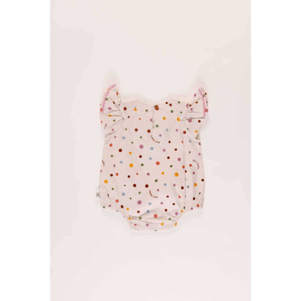 Furr Balls Printed Polka Dotted Romper