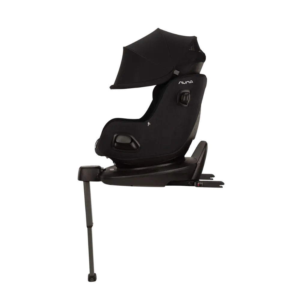 Nuna PRUU Aire Infant Car Seat|Convertible (Forward & Rear Facing)|360 Degrees Rotation with Base|Retractabe Sun Canopy|Moisture Absorbing Airy Mesh|5 Positions Recline In Both Mode|For 0 to 4Y|Upto 19 Kg - Caviar