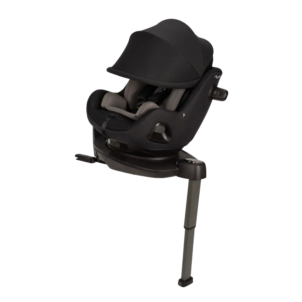 Nuna PRUU Aire Infant Car Seat|Convertible (Forward & Rear Facing)|360 Degrees Rotation with Base|Retractabe Sun Canopy|Moisture Absorbing Airy Mesh|5 Positions Recline In Both Mode|For 0 to 4Y|Upto 19 Kg - Caviar