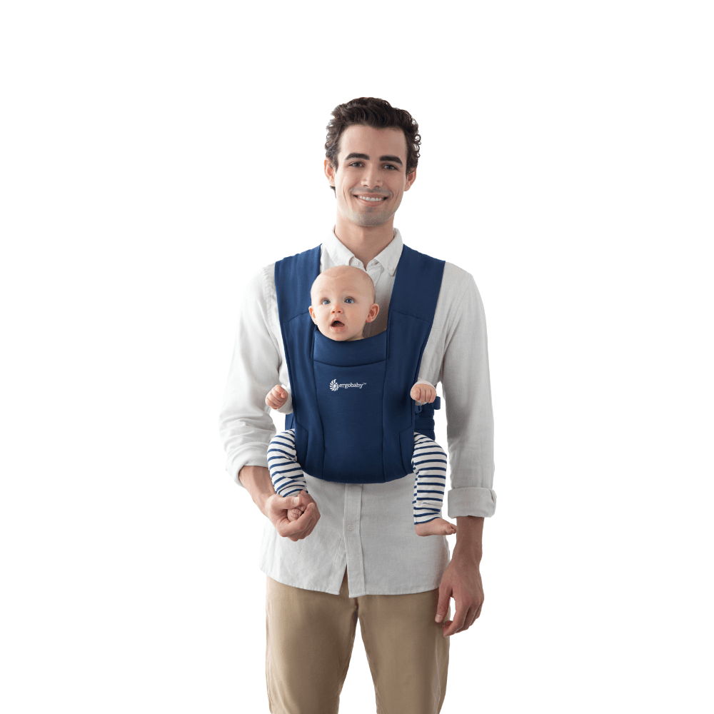 Ergobaby Embrace Newborn Baby Carrier – Soft &amp; Lightweight Fabric, Ergonomic “M” Position and Head Support, Adjustable Waistbelt &amp; Cross Straps, 3 Carry Positions, Easy to Use, 3-11 Kgs, Birth to 12 Months, Midnight Blue