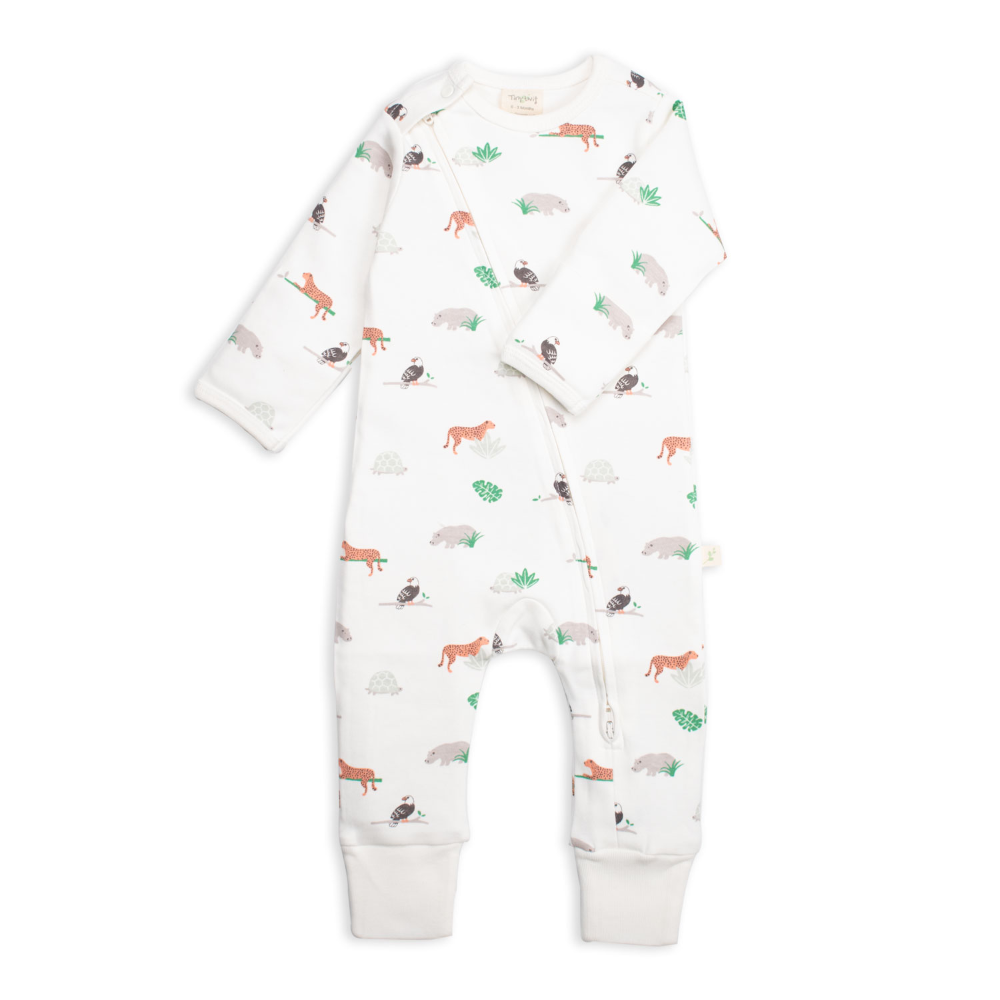 Tiny Twig Long Sleeve Zipsuit - Animal Kingdom