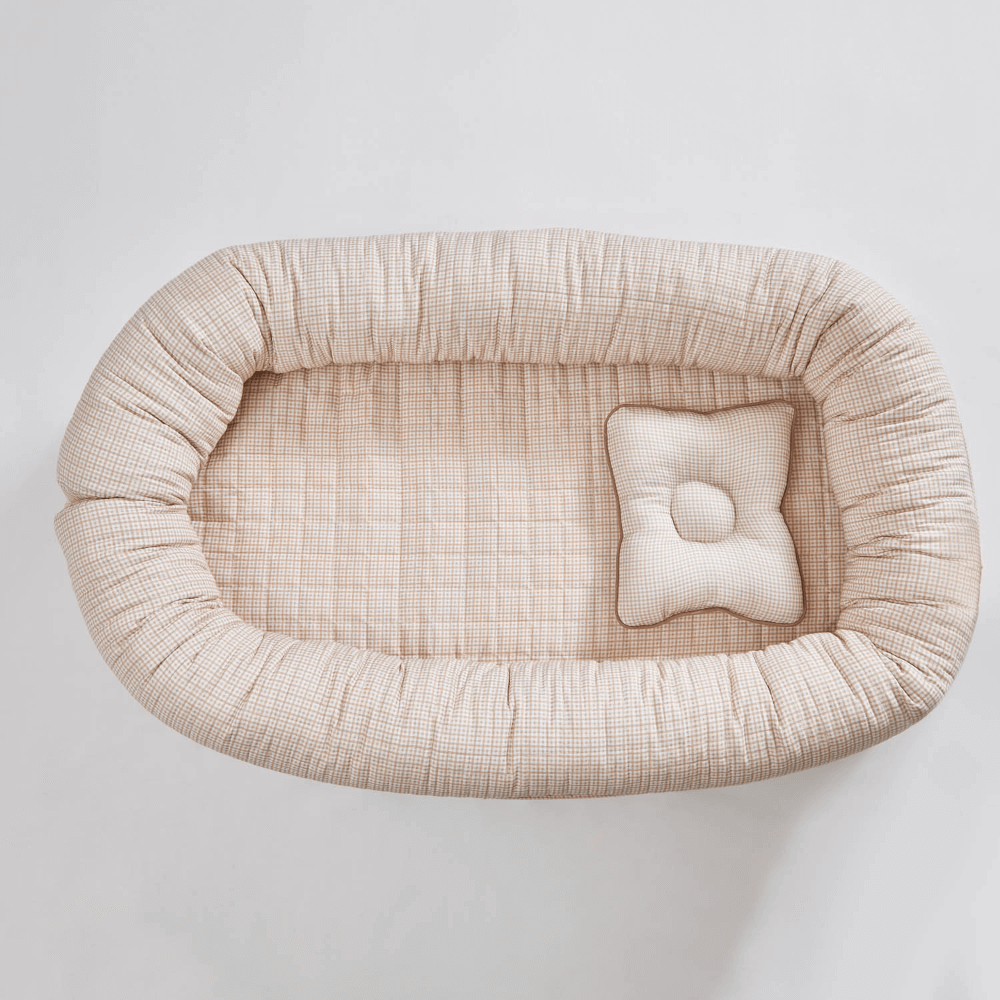 Annasimona Kids Checked Newborn Baby Nest - Brown