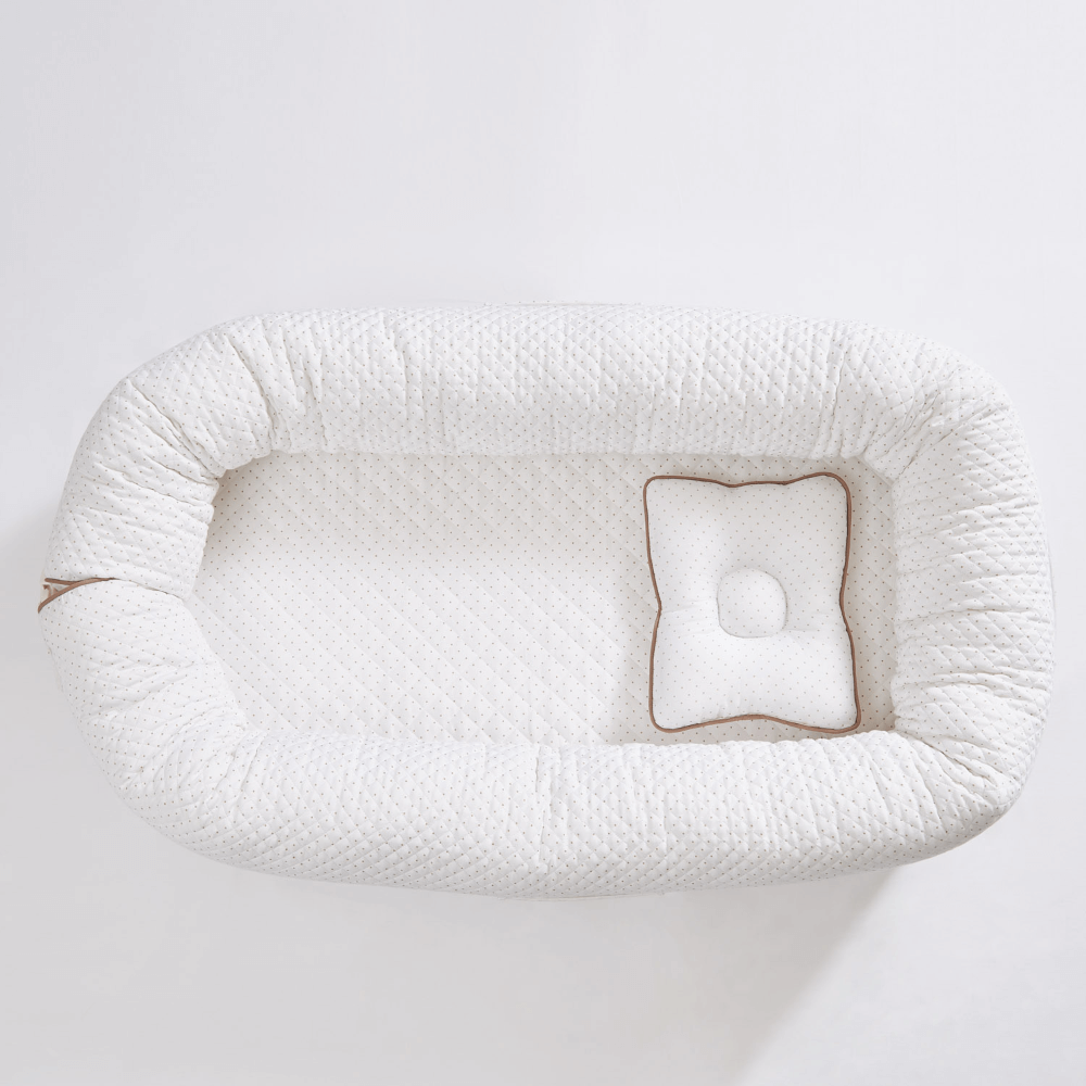 Annasimona Kids White & Brown Polka Dot Newborn Baby Nest - White