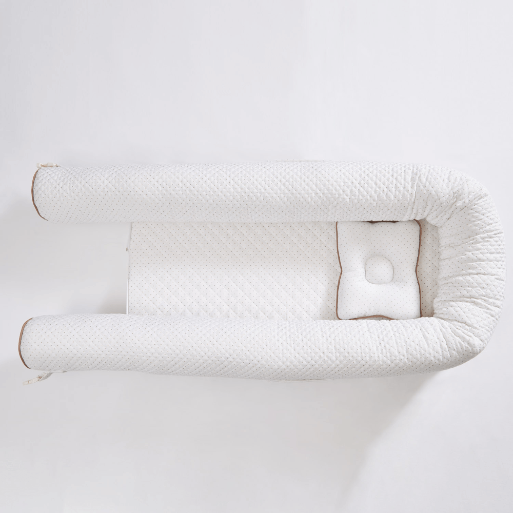 Annasimona Kids White & Brown Polka Dot Newborn Baby Nest - White