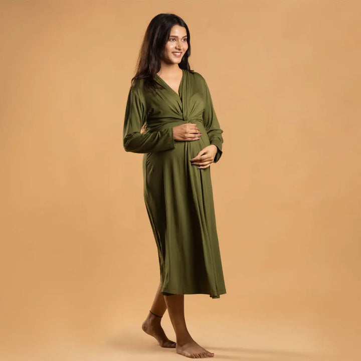 Olive Knotted Dress - XXXL