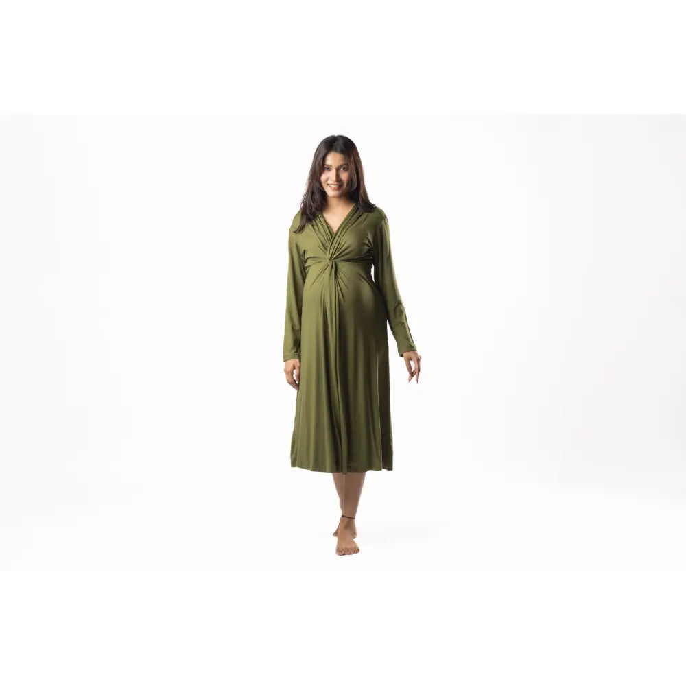 Olive Knotted Dress - XXXL