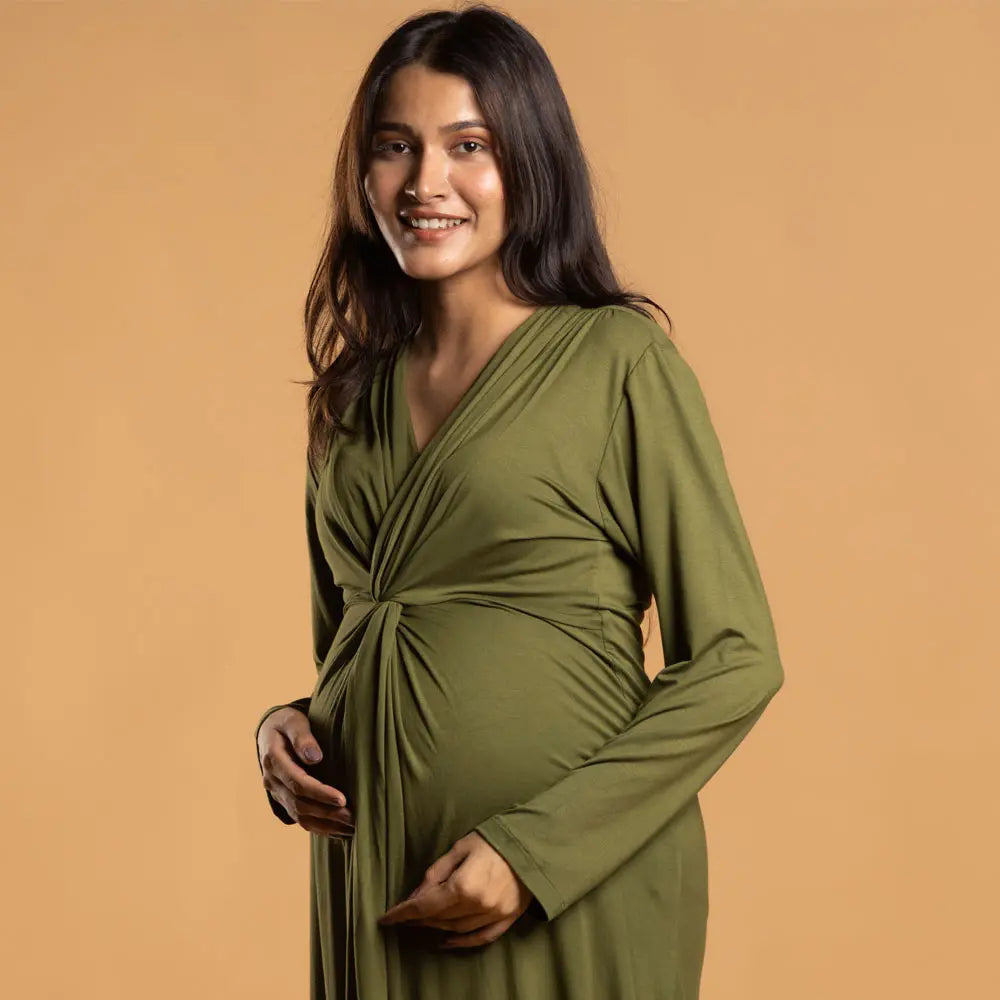 Olive Knotted Dress - XXXL