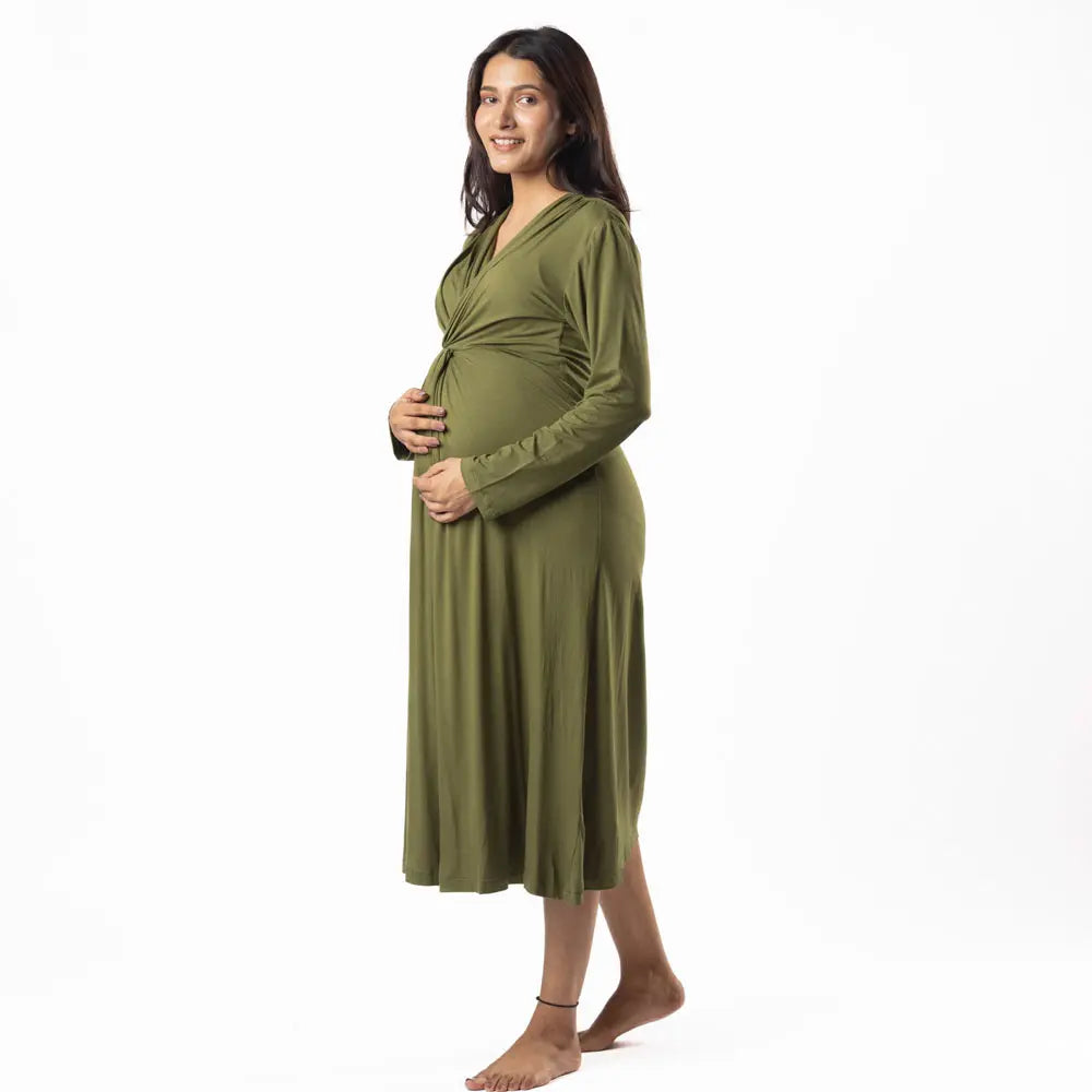 Olive Knotted Dress - XXXL