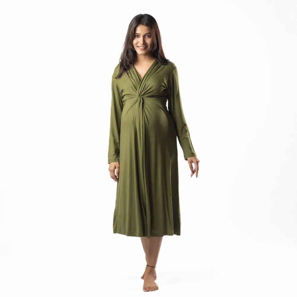 Olive Knotted Dress - XXXL