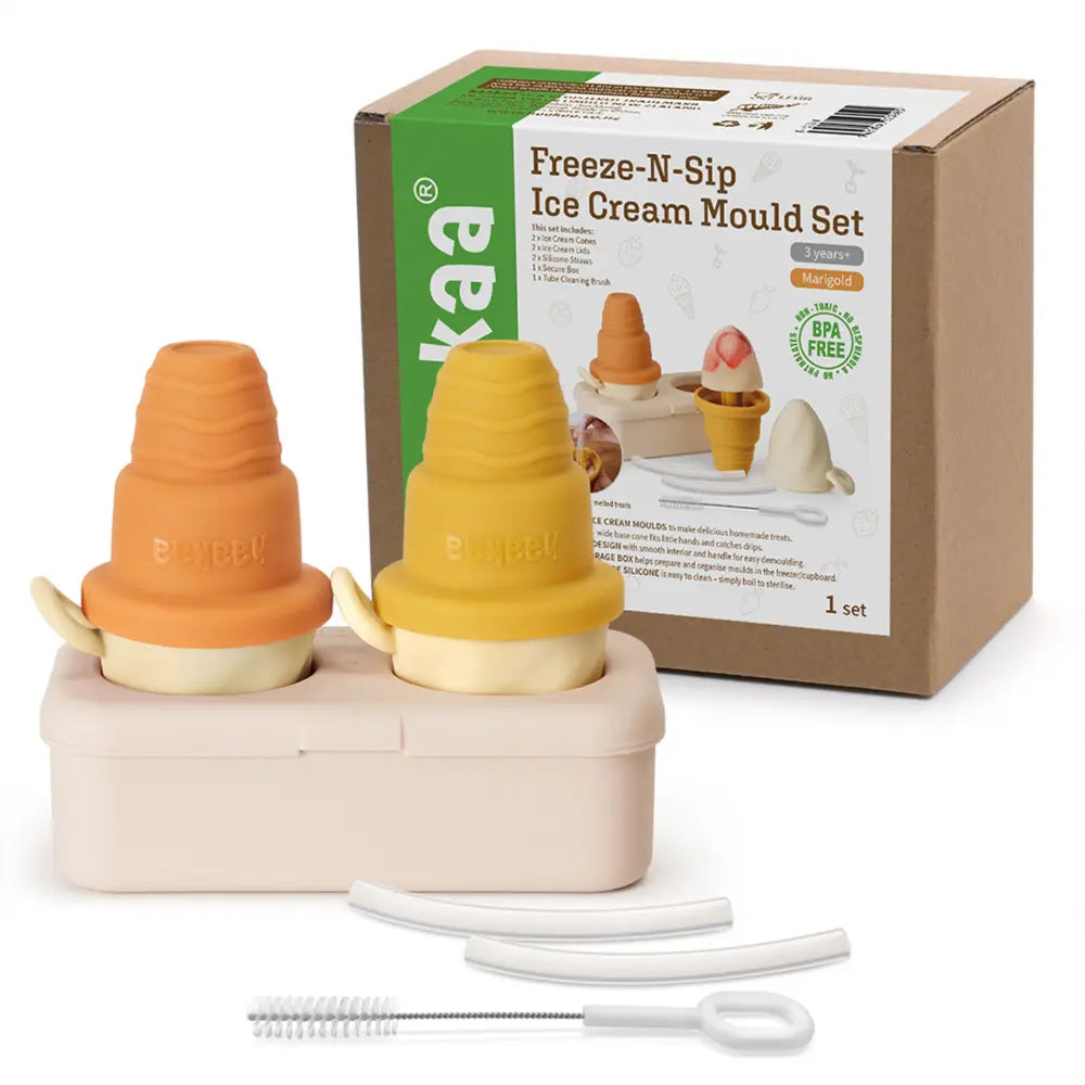 Haakaa Freeze-N-Sip Ice Cream Mould Set – Fun Frozen Treats for Babies & Toddlers – Marigold