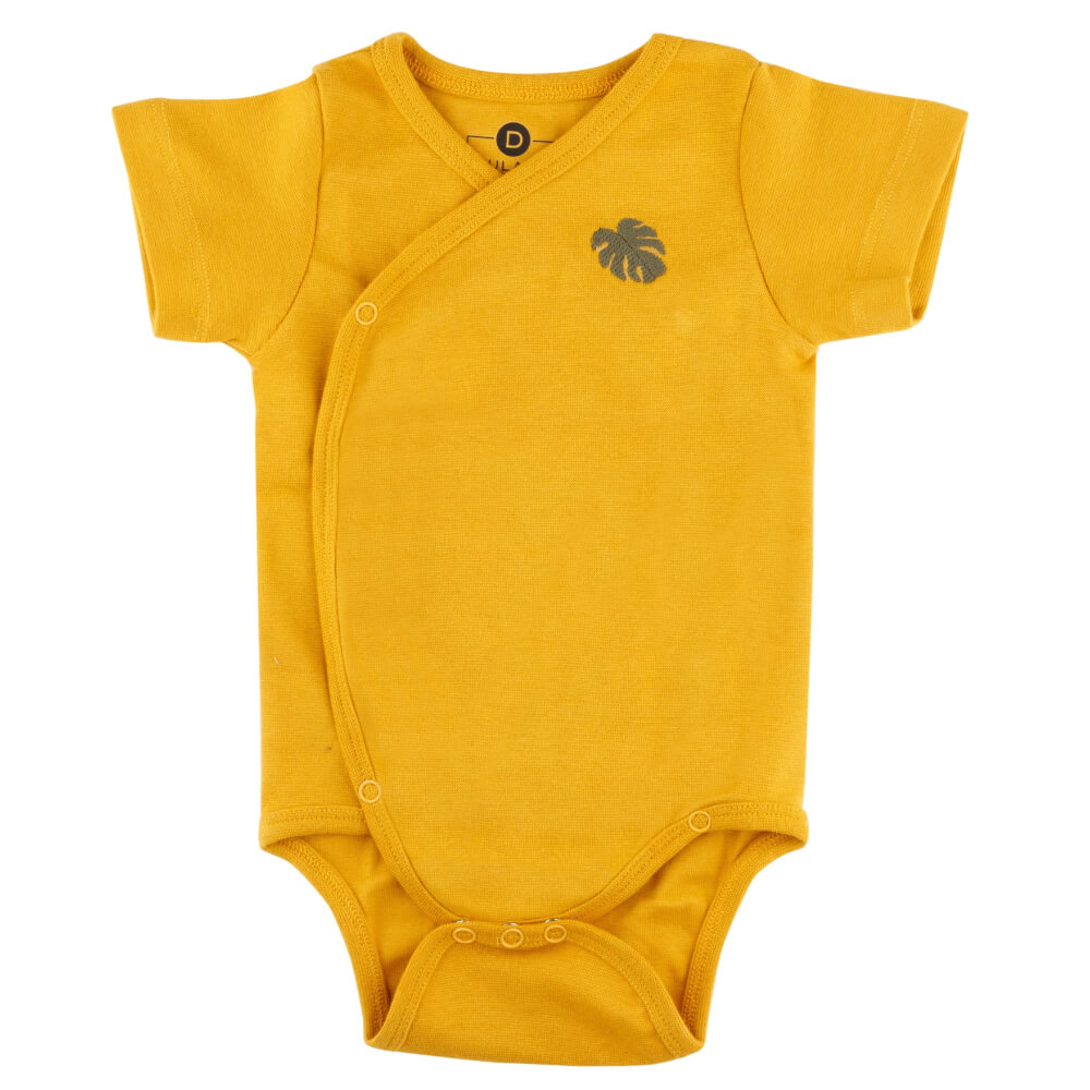 Dulaar Organic Ribbed Cotton Onesie - Sunny Mustard