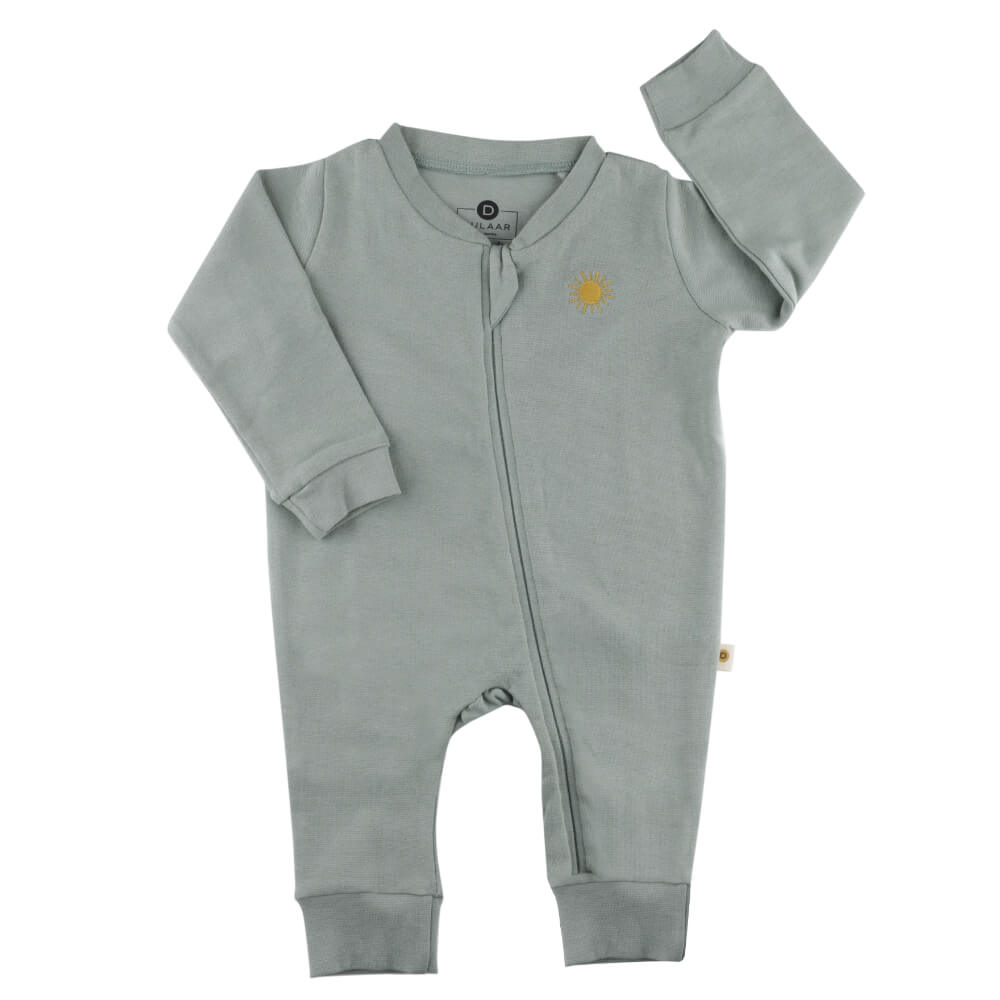 Dulaar Organic Ribbed Cotton Bodysuit - Natural Sage