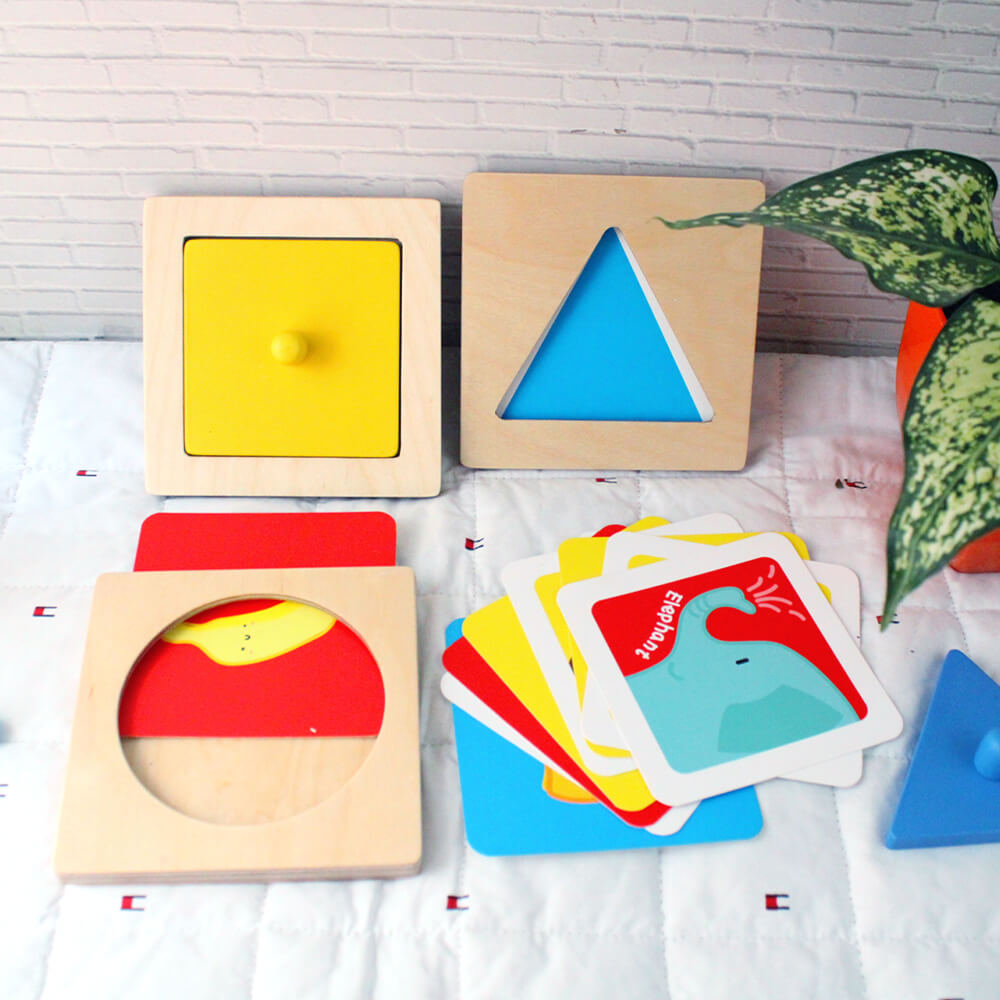 Montessori Wooden Shapes Peg Puzzle - Set of 3