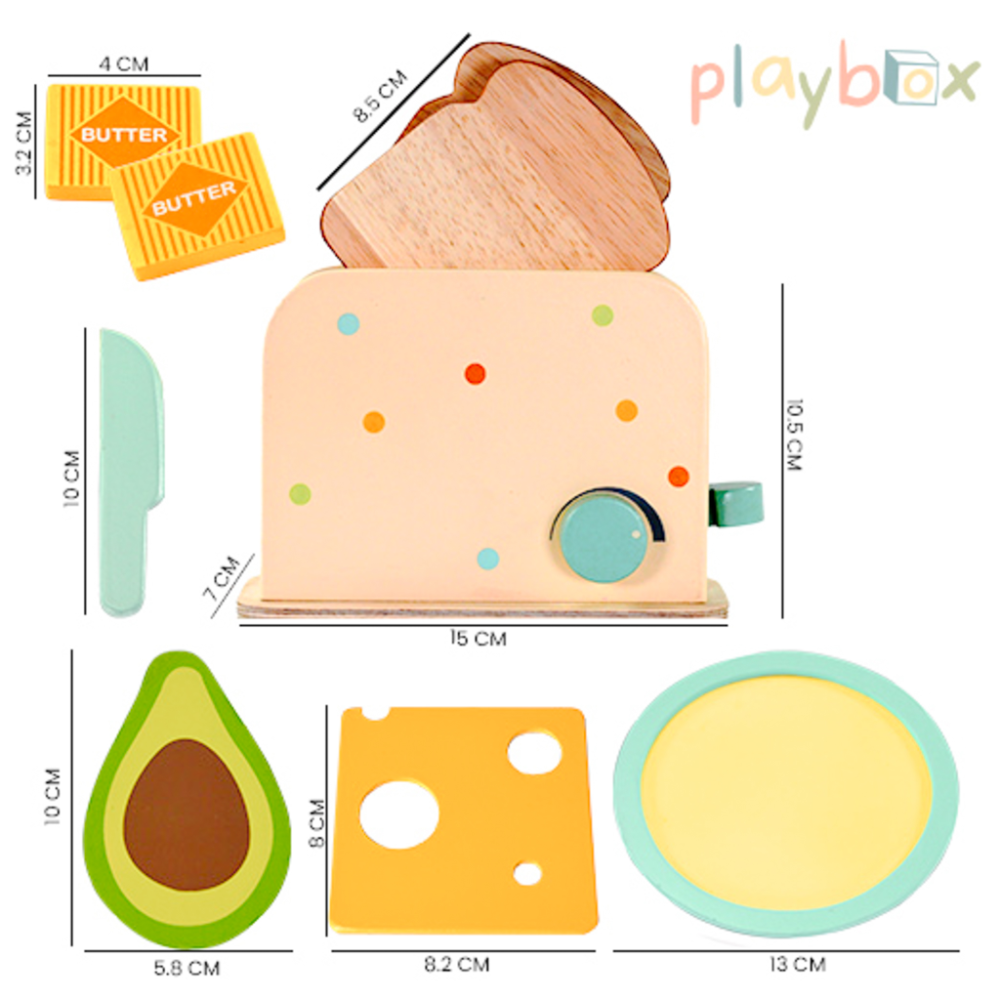 Playbox Roasty Toasty Wooden Toaster Kitchen Set
