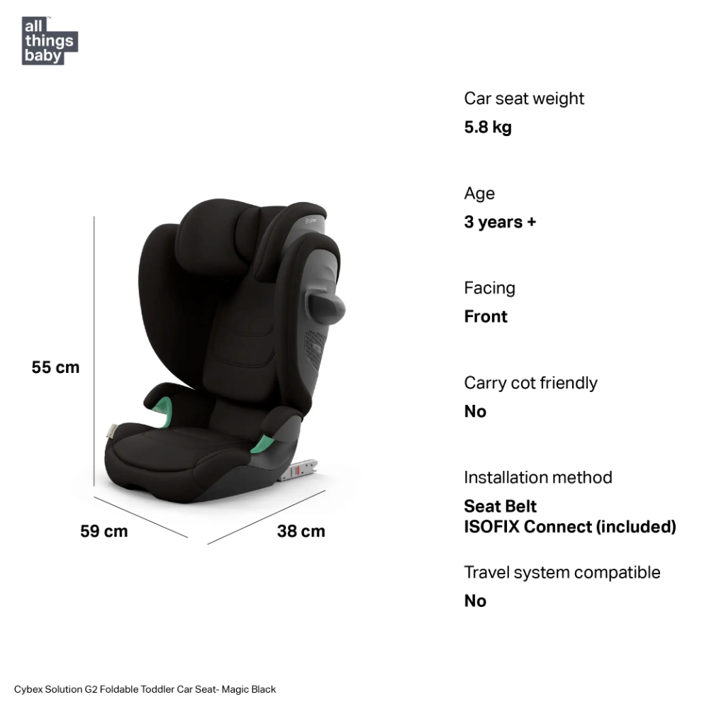 Cybex Solution G2 Foldable Forward Facing Toddler Car Seat, Compact Fold, Highback Booster with ISOFIX Connectors, Padded Seat, Lightweight, Travel-Friendly, Easy Installation from 3 Years onwards