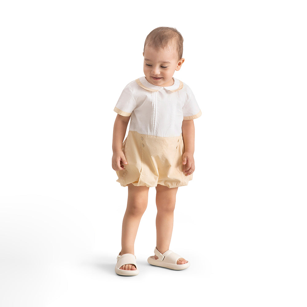 The Baby Trunk Newborn Organic Cotton One-Piece - Beige