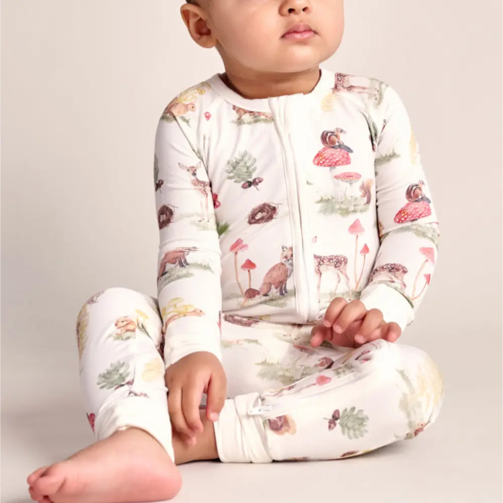 Bubz Zipsuit - Woods - made from ultra-soft, breathable 95% bamboo (OEKO-TEX® certified) for gentle, skin-friendly comfort and all-day wear