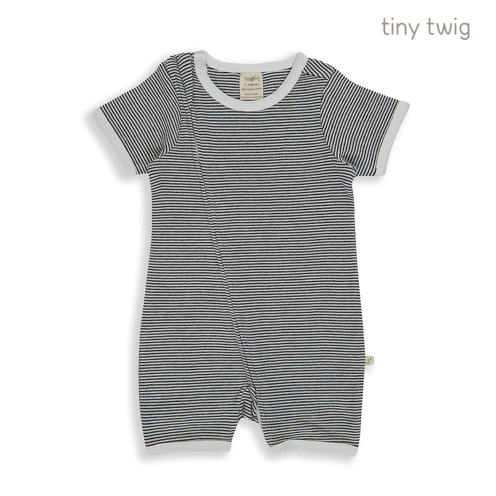 Tiny Twig Zipsuit S/S Graphite Stripes